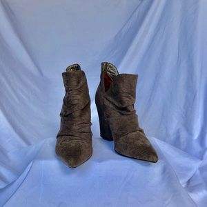 Faux Crocodile Suede Pointed Toe Booties